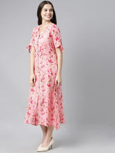 Women Pink Brown Printed A Line Dress
